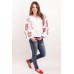 Embroidered blouse "Flower Fantasy" red on white